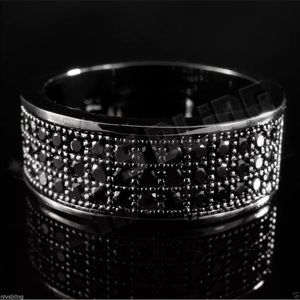 18K Black Gold CZ Pinky Men Women Ring